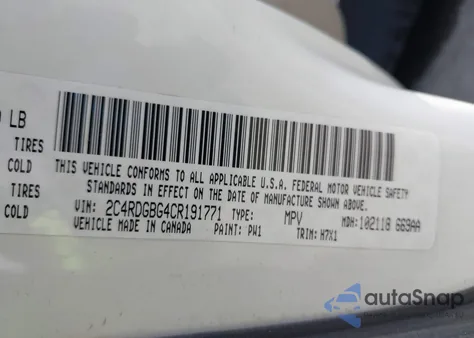2012 Dodge Grand Caravan Se/Avp from USA, damaged, VIN 2C4RDGBG4CR191771